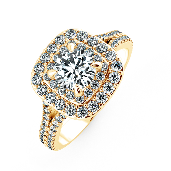 Double Halo Cushion Engagement Ring with Eternity Band NCH2302 3